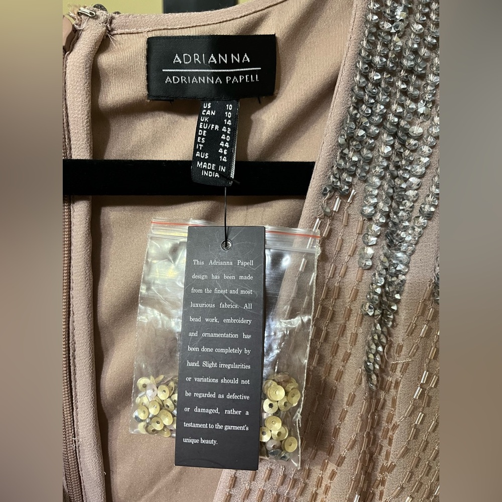 NEW Adrianna by Adrianna Papell Beaded Dolman-Sleeve Dress – Size 10 (Blush) - Picture 8 of 8